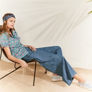 J Crew Re-imagined wide leg light chambray pants